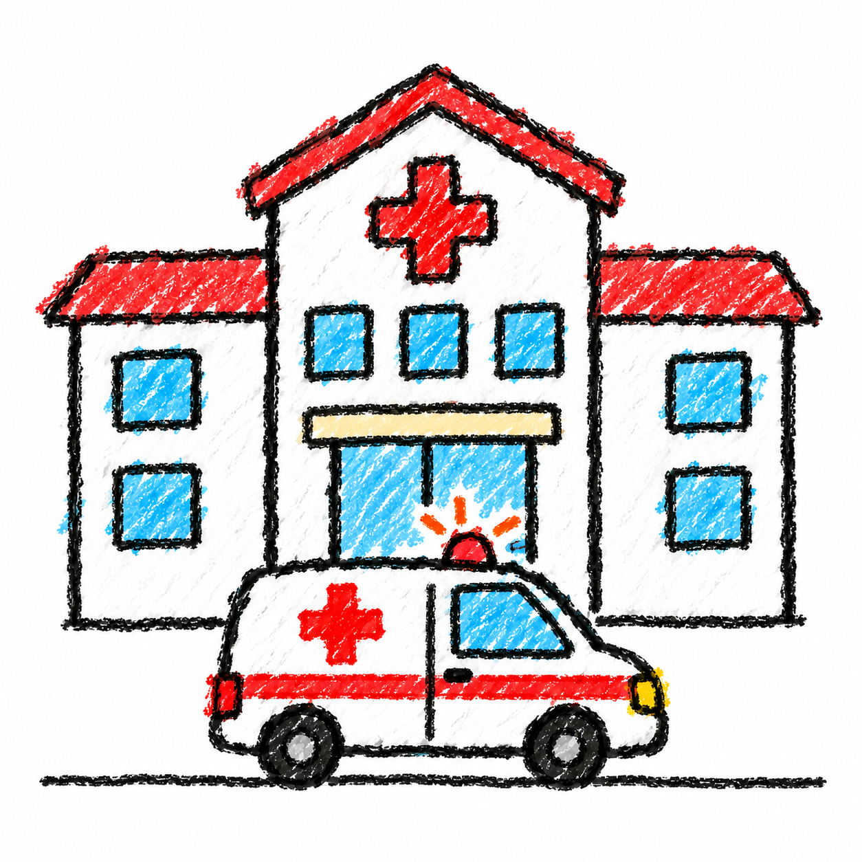 Hospital and ambulance