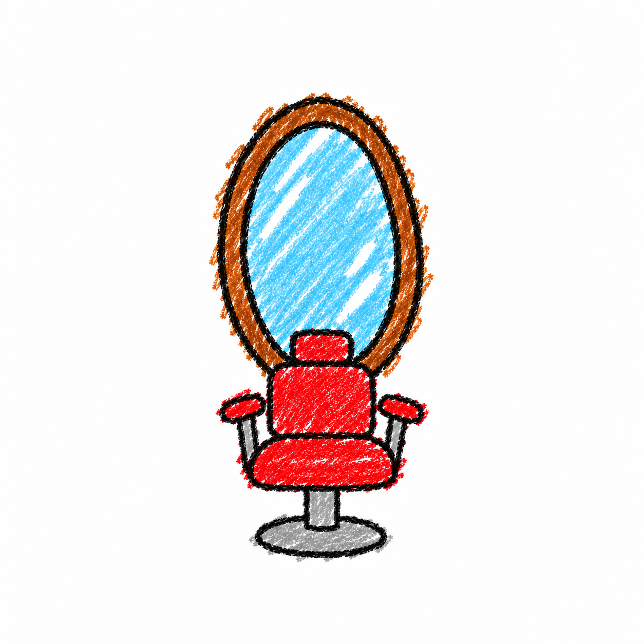 Hair salon and oval mirror