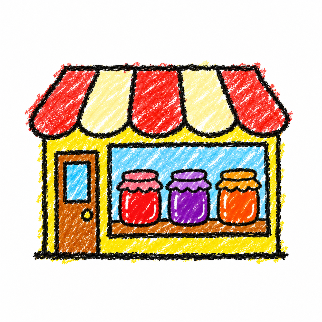 Grocery shop and jam jar