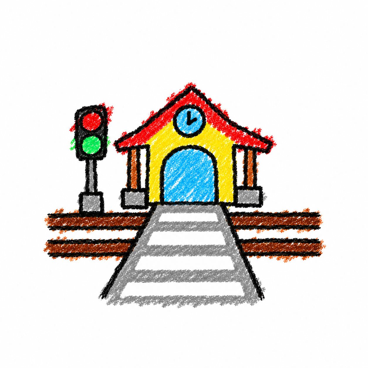 Tram platform and traffic light