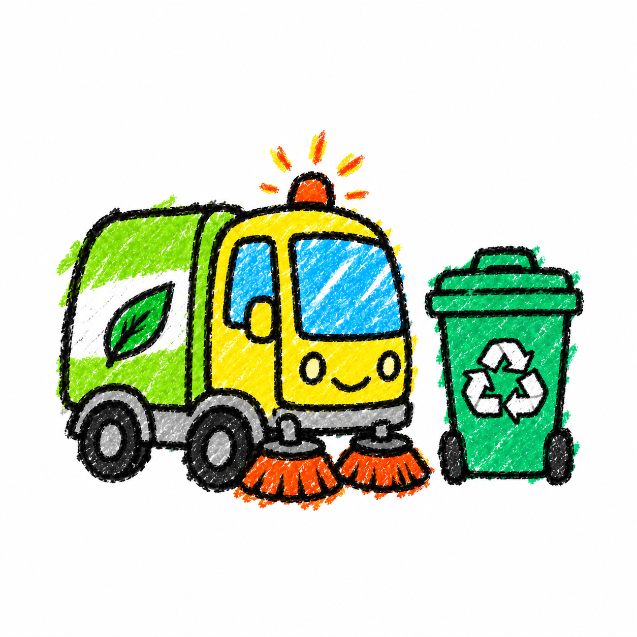 Recycling station and street sweeper