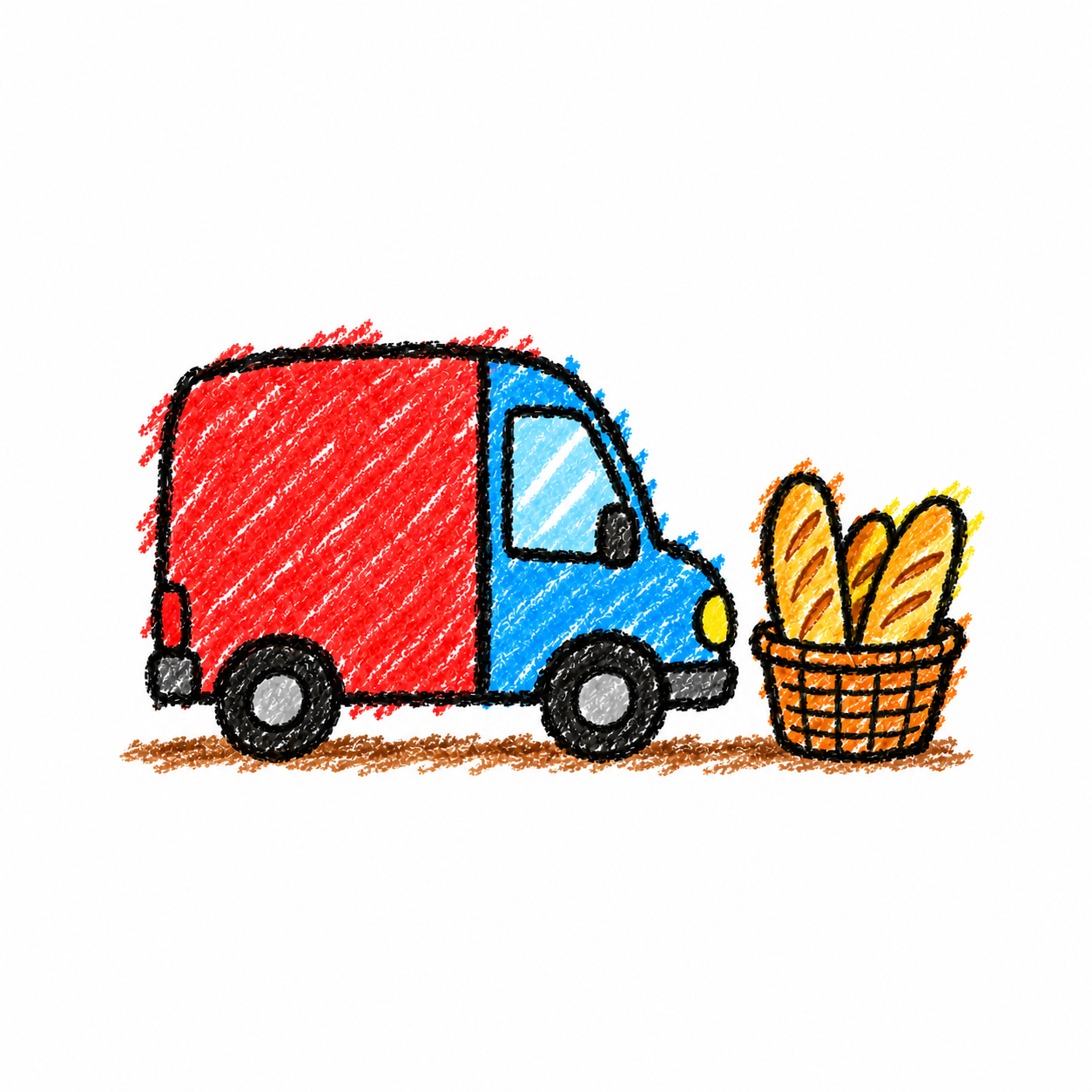 Delivery van and baguette