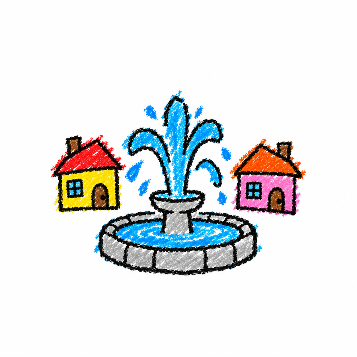 Town square and square fountain