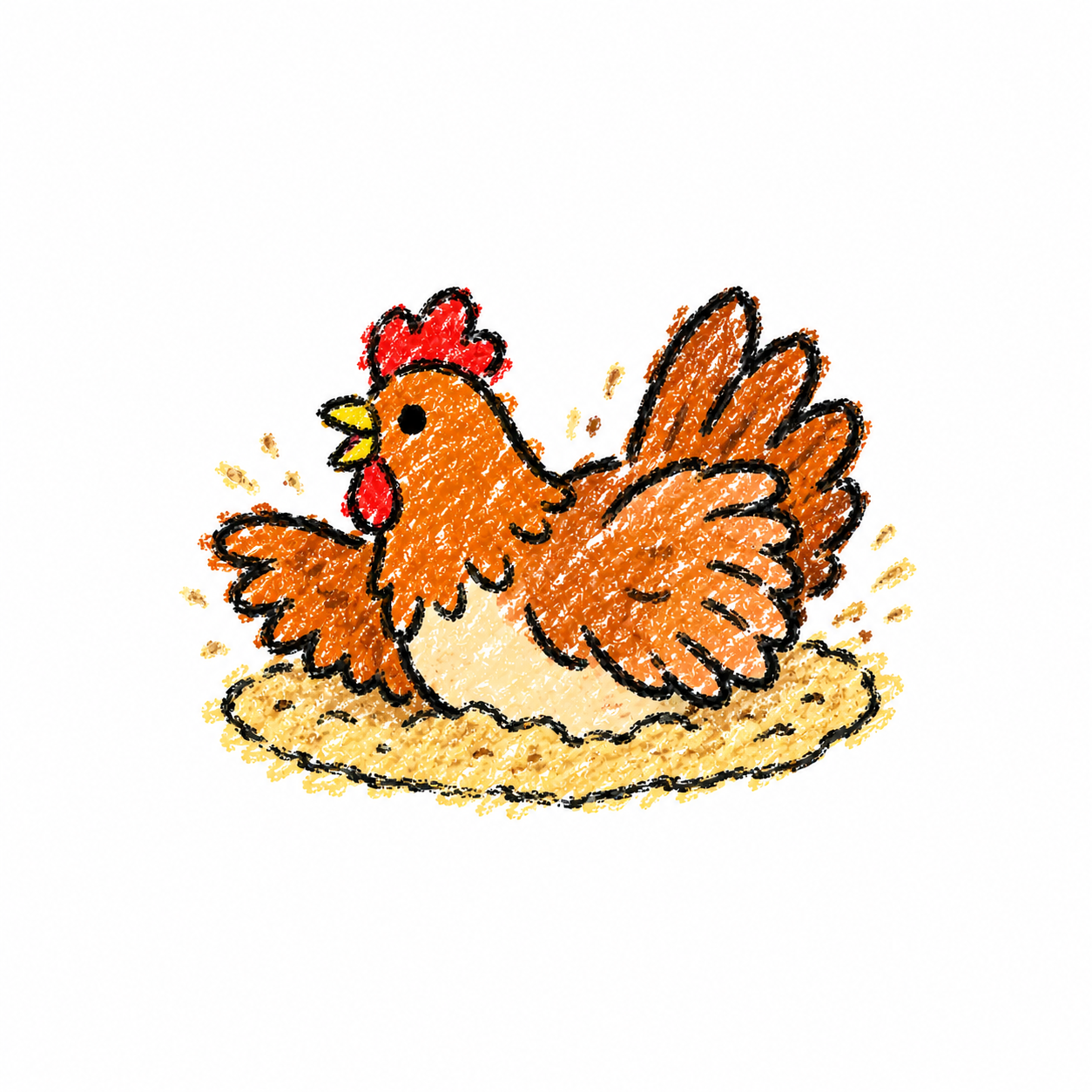 Dust-bathing hen Scene