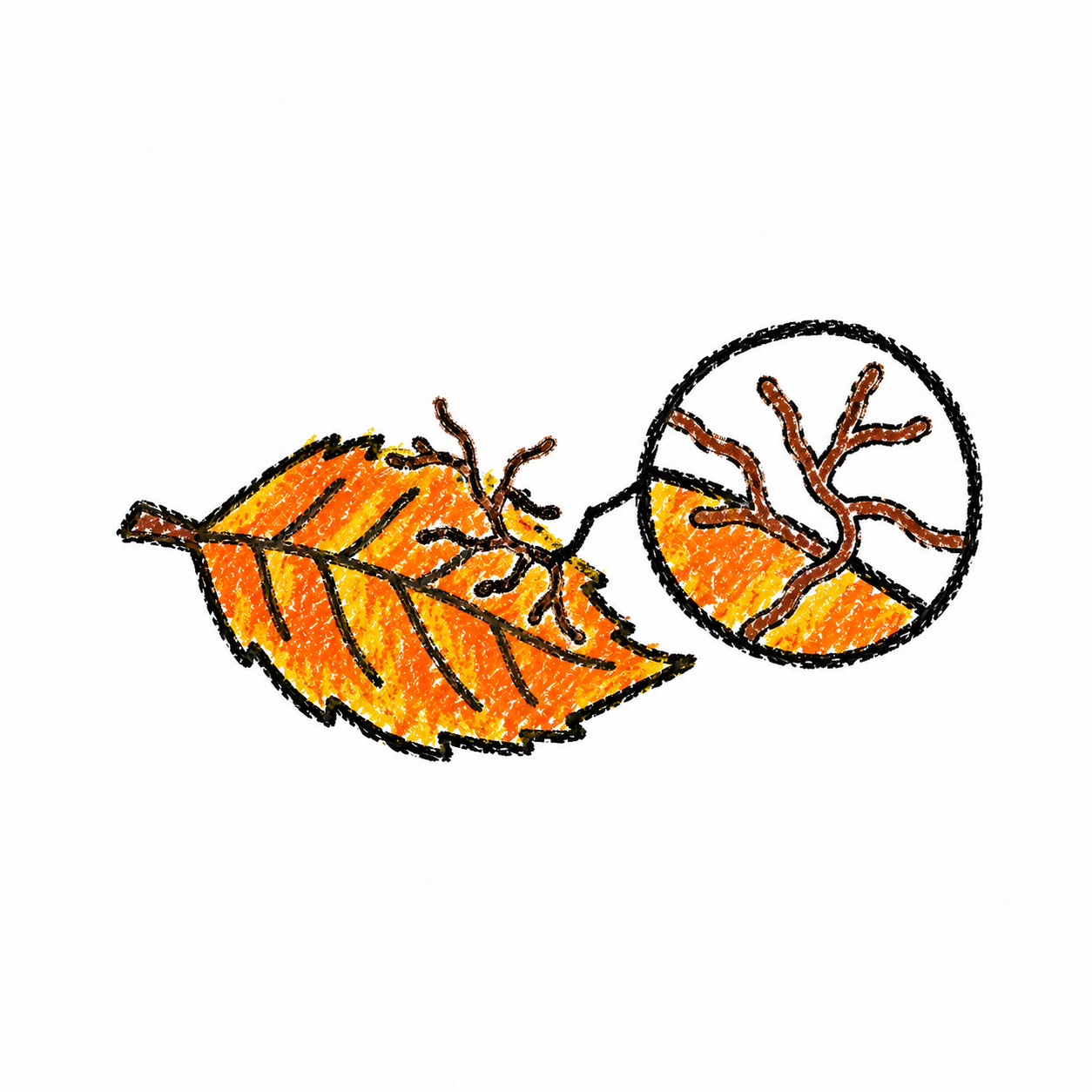 Fungus Decomposing a Fallen Leaf Scene