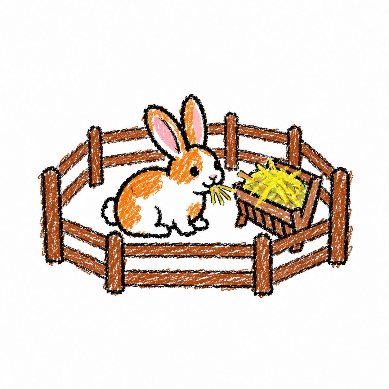 Rabbit Eating Hay Scene