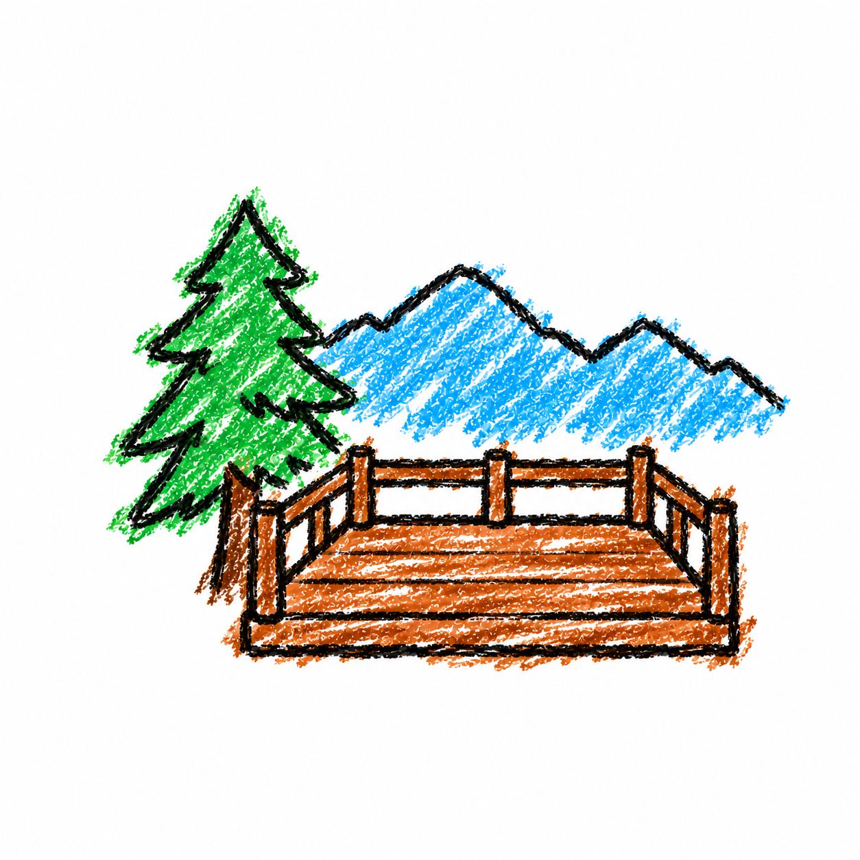 Lookout platform and pine tree