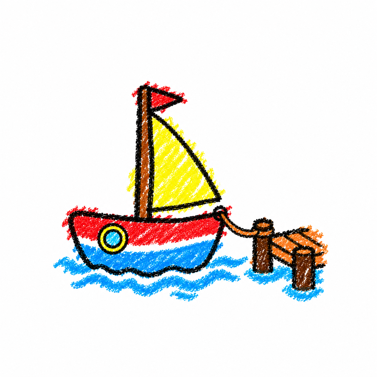 Wooden pier and sailboat