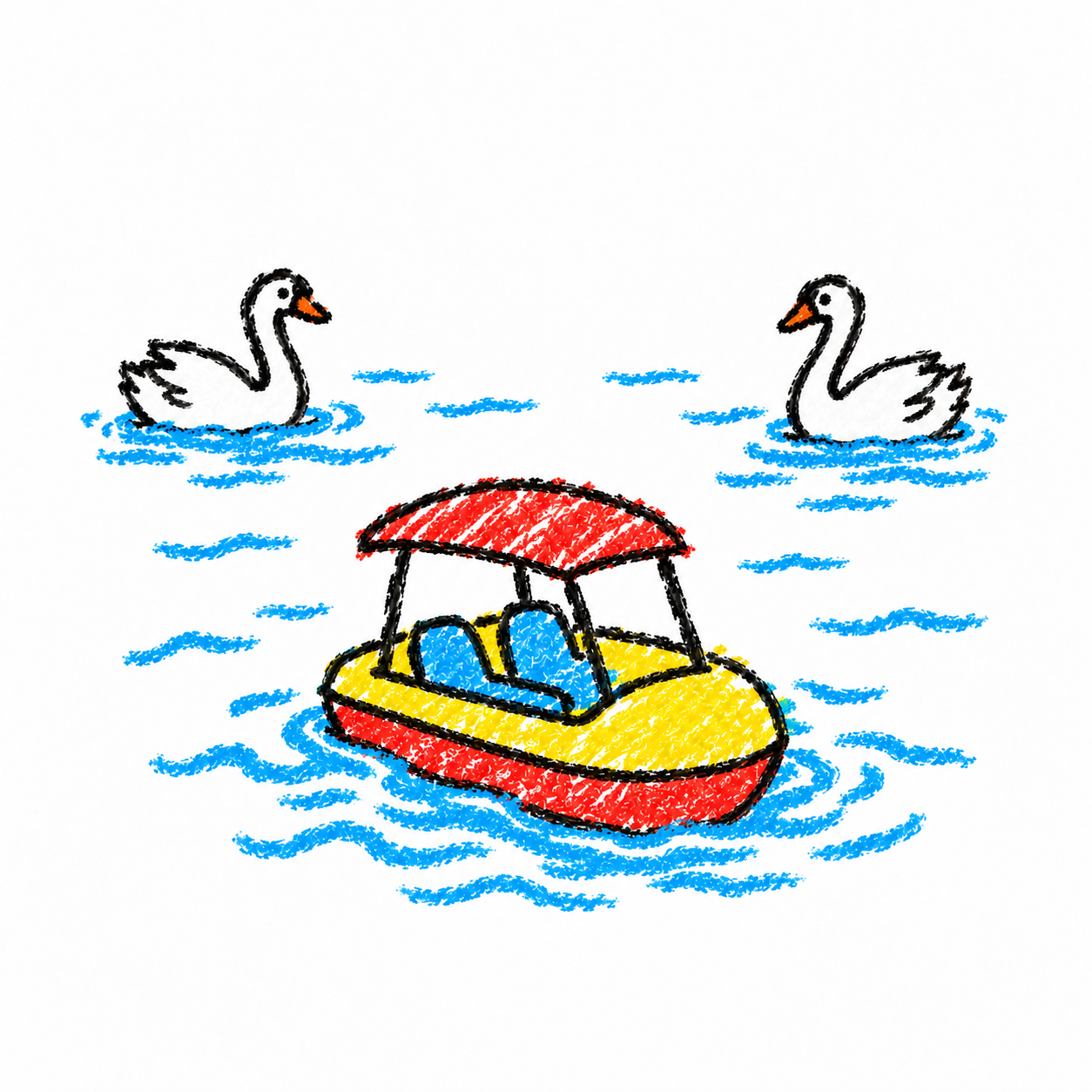 Pedal boat and swan