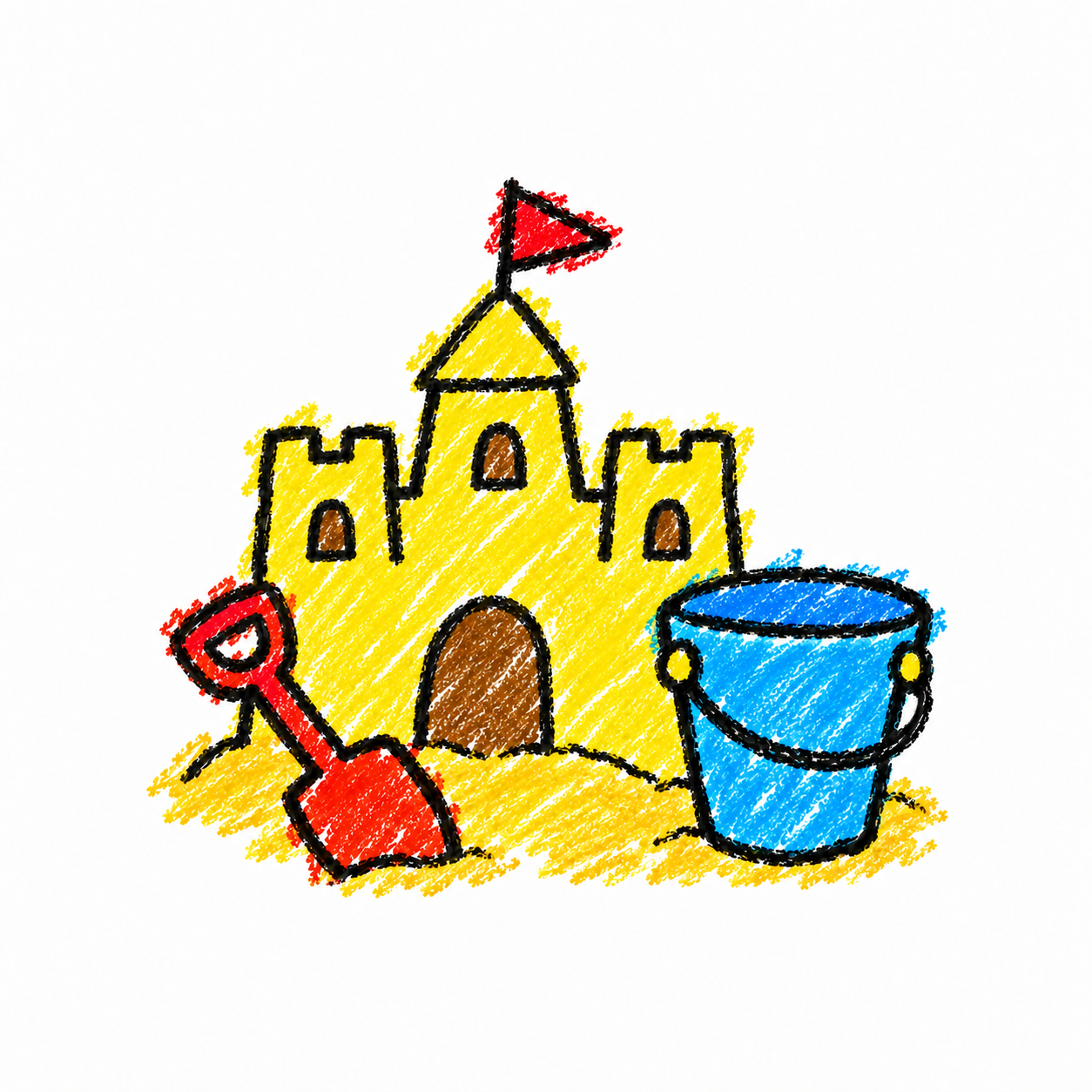 Sandcastle and bucket