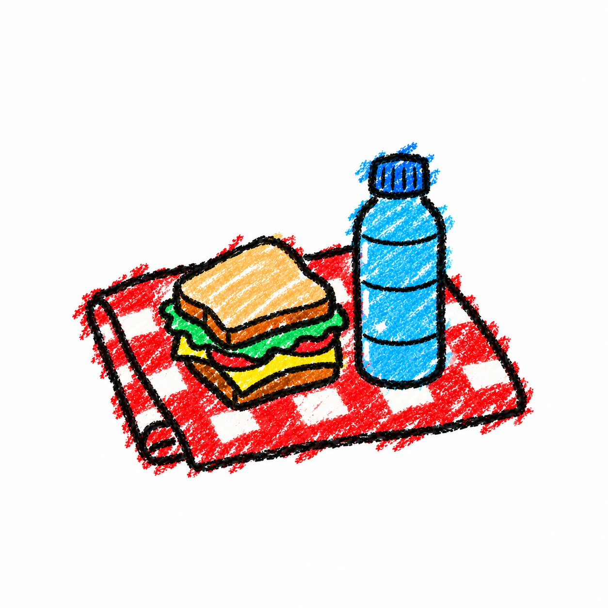 Picnic blanket and sandwich