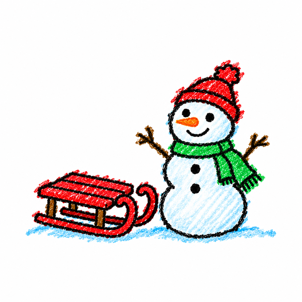 Sled and snowman