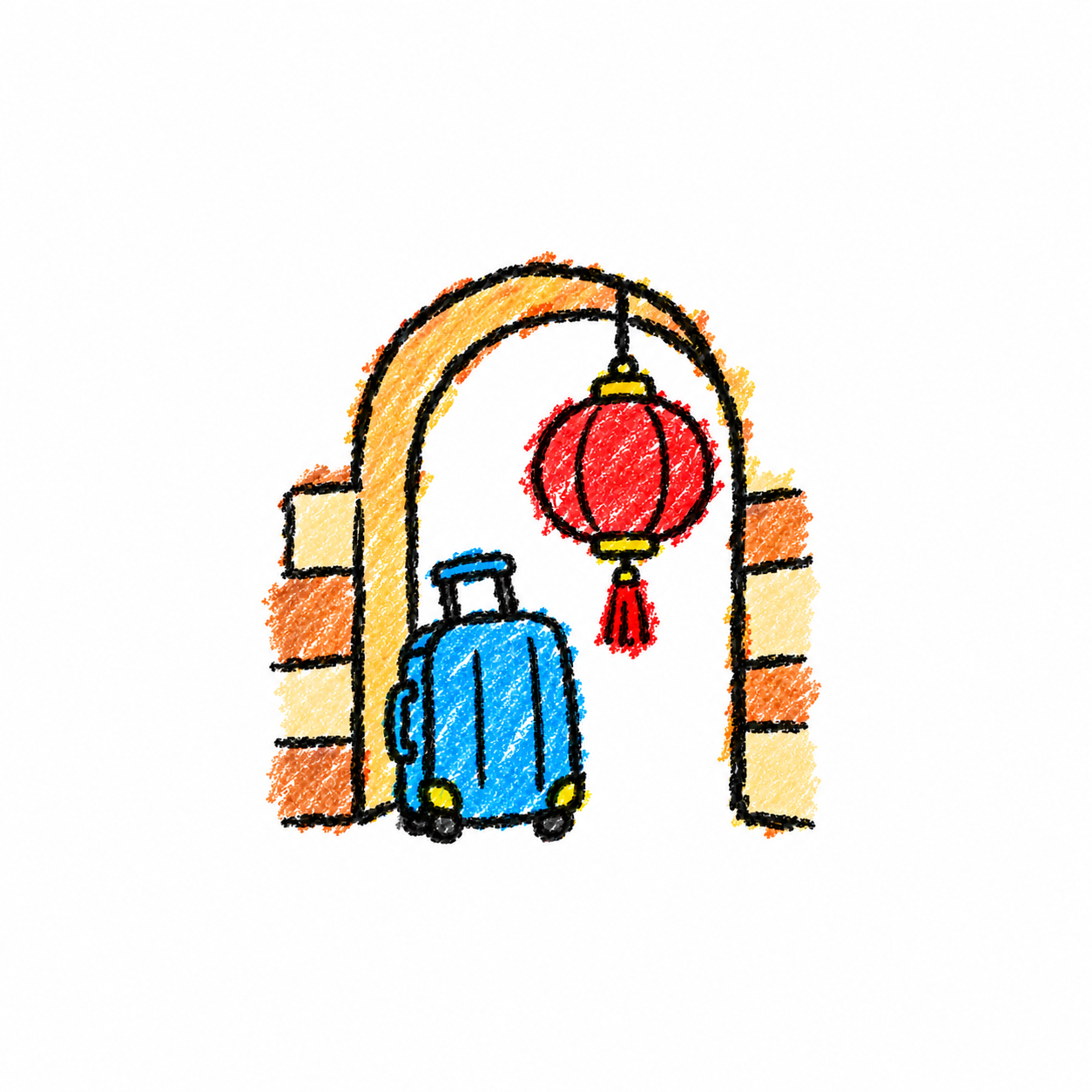 Lantern lane and suitcase
