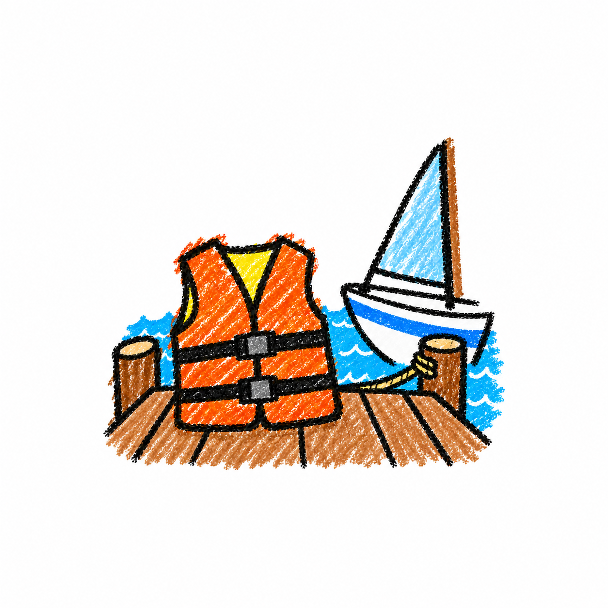Life jacket and sailboat