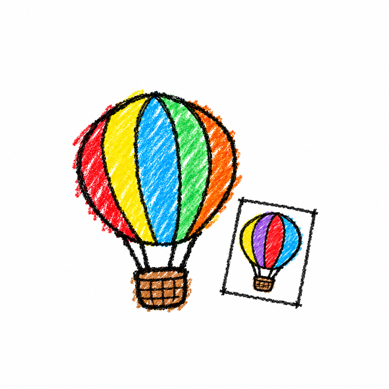 Travel album and hot-air balloon