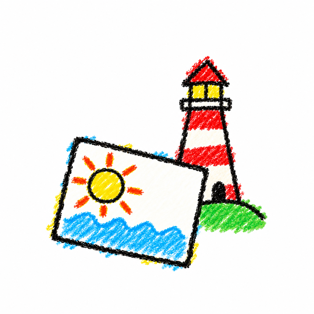Souvenir postcard and lighthouse