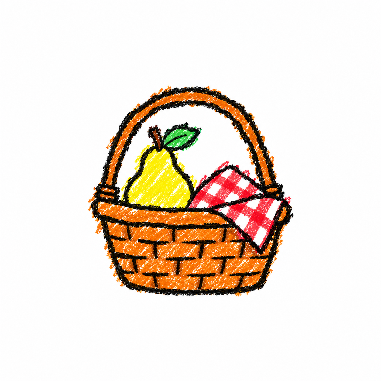 Picnic hamper and pear