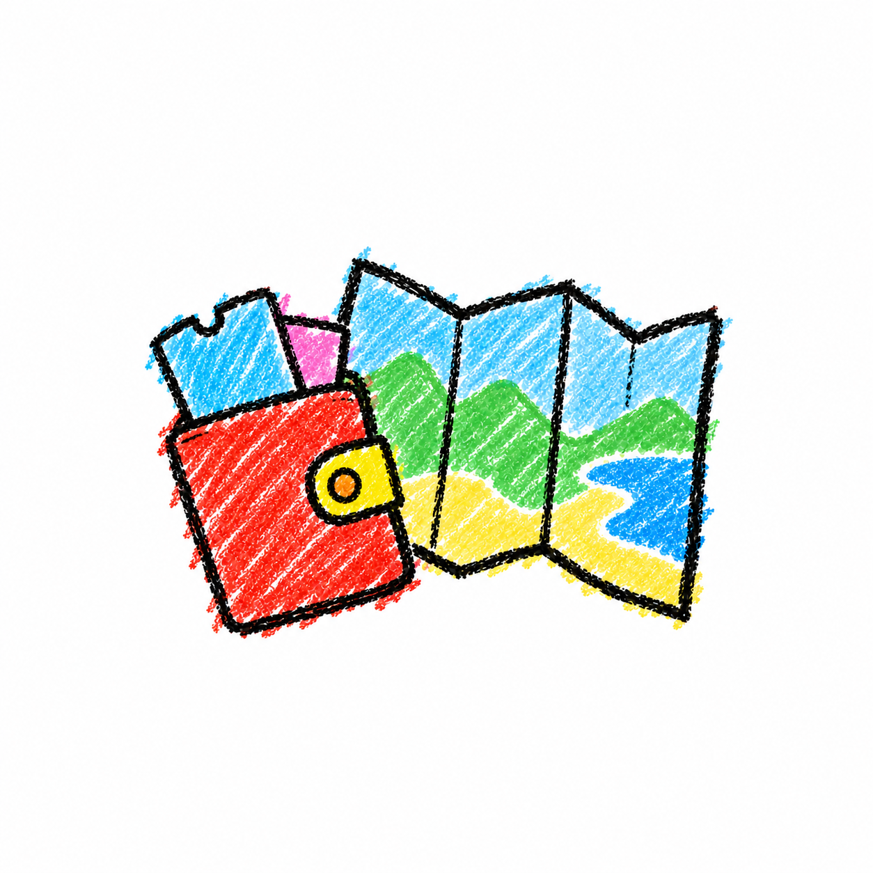 Travel wallet and tourist map