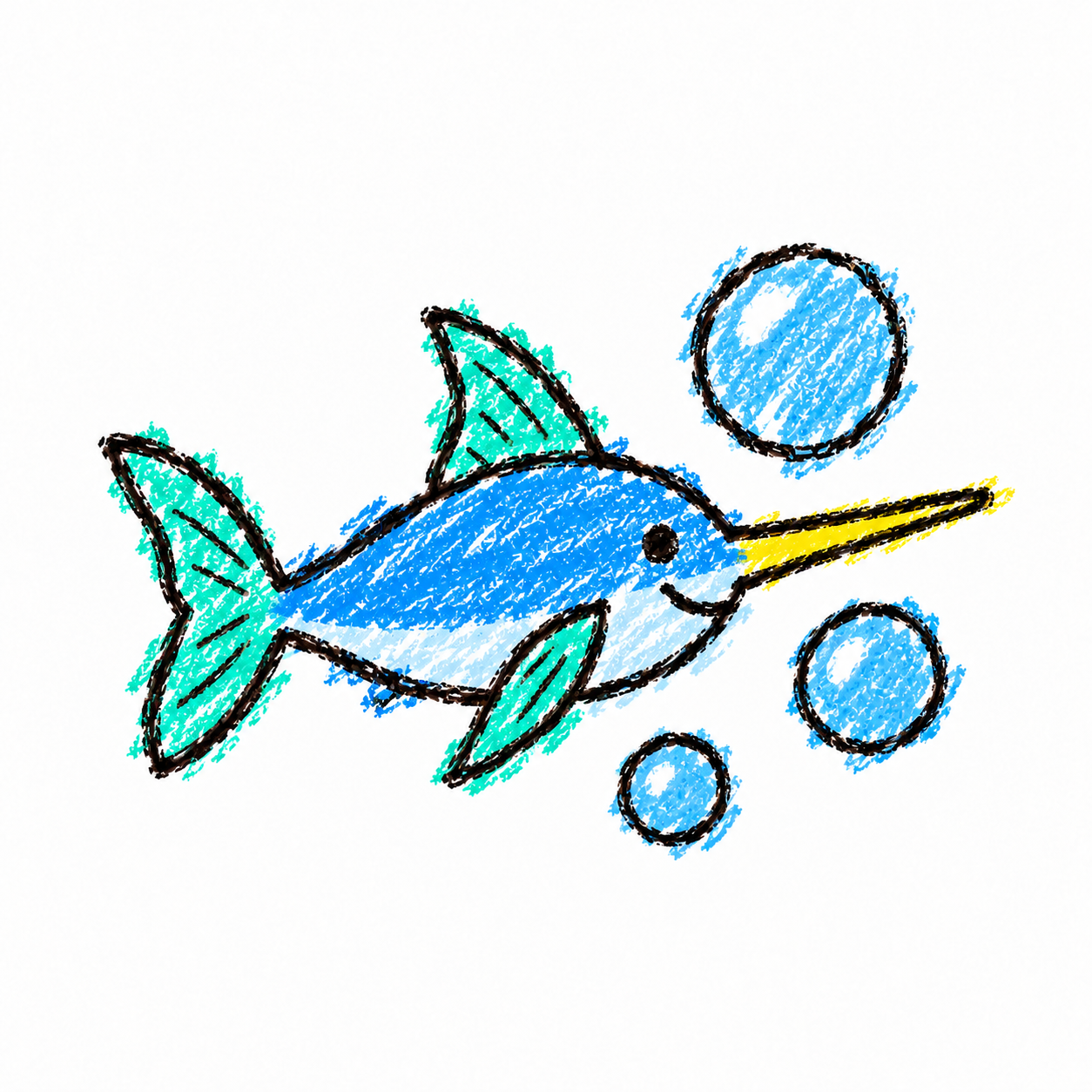 Swordfish and bubble trail