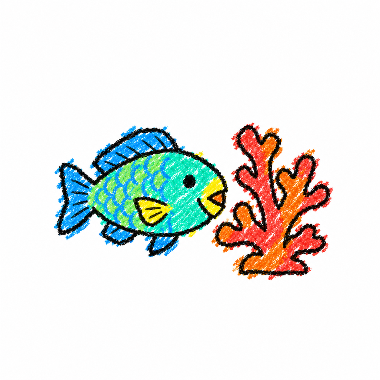 Parrotfish and branching coral