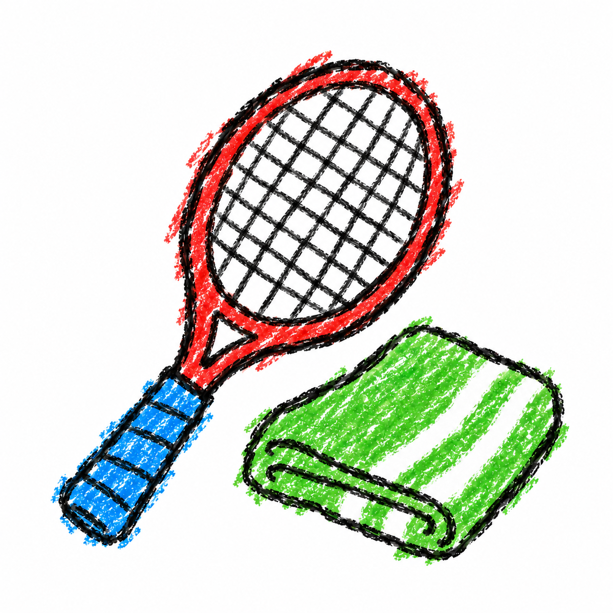 Tennis racket and sports towel