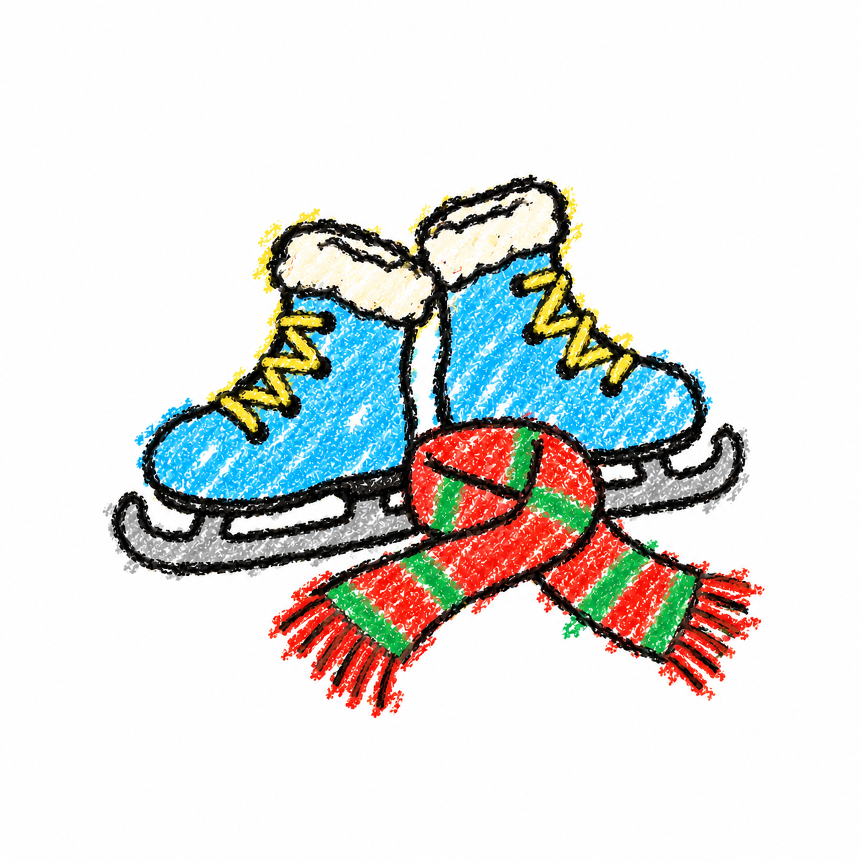 Ice skates and scarf