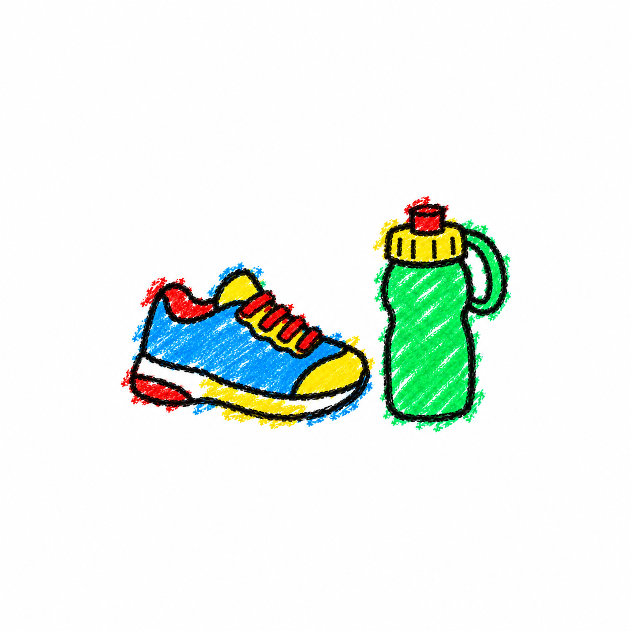 Sports shoes and sports bottle
