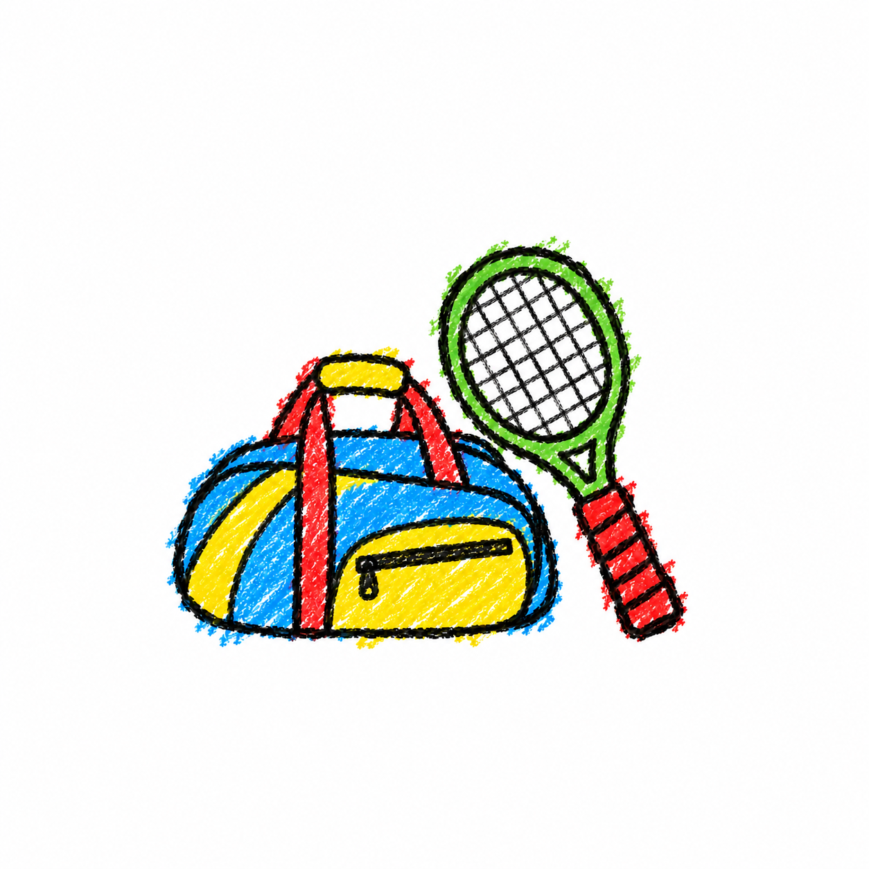 Sports bag and tennis racket