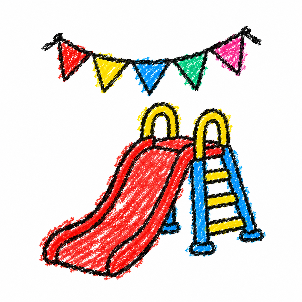 Playground corner and bunting flags