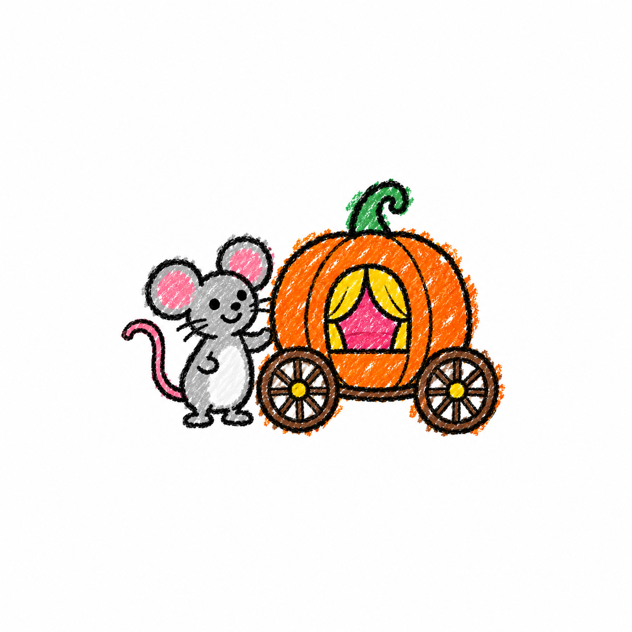 Pumpkin carriage and mouse