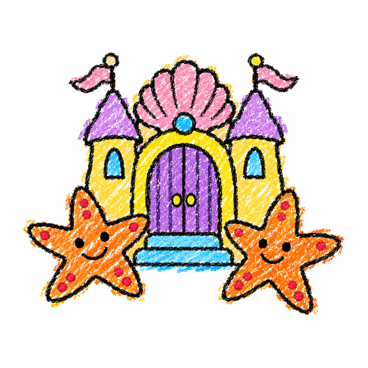 Shell palace and starfish