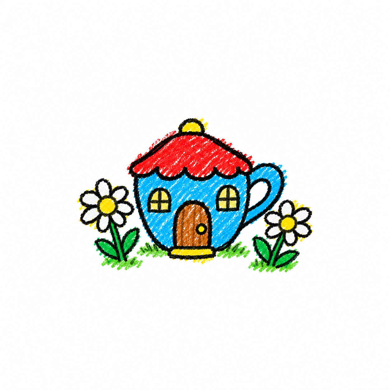 Teacup house and daisy