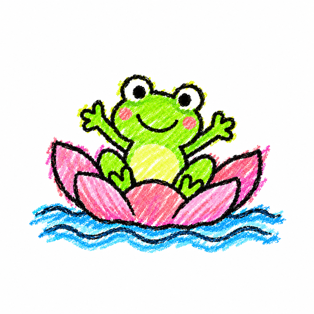 Petal boat and frog