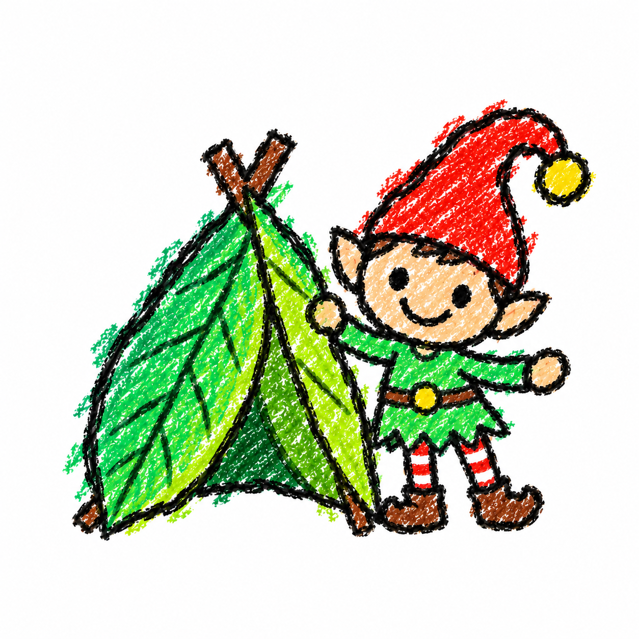 Leaf tent and little elf
