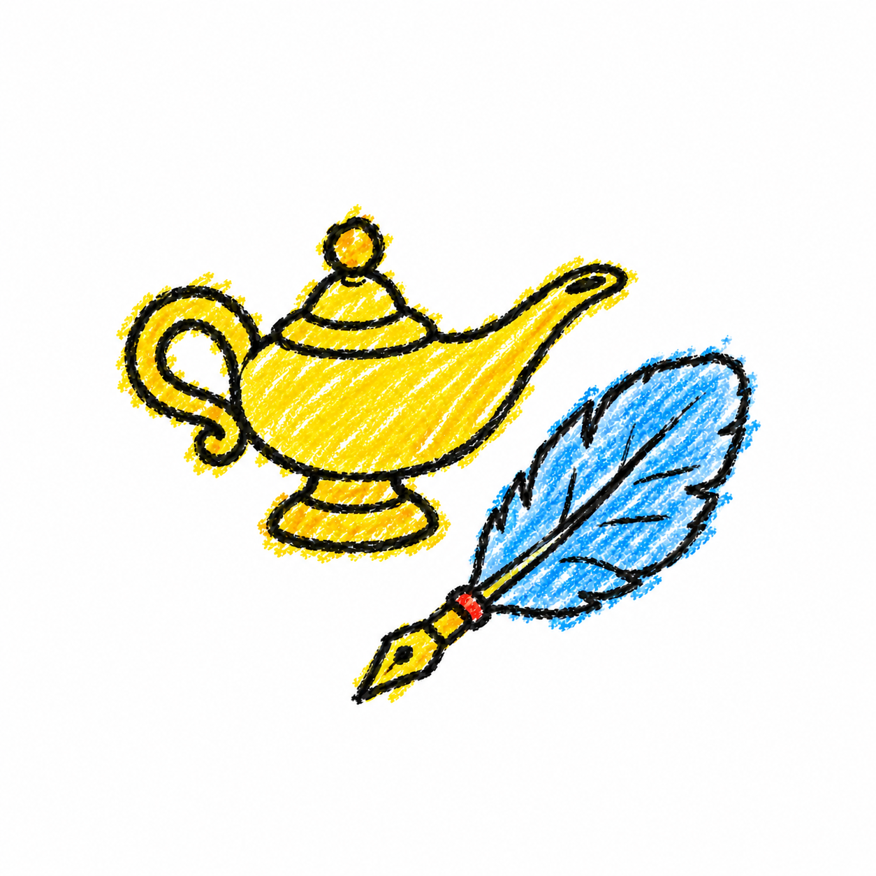 Storybook lantern and feather quill
