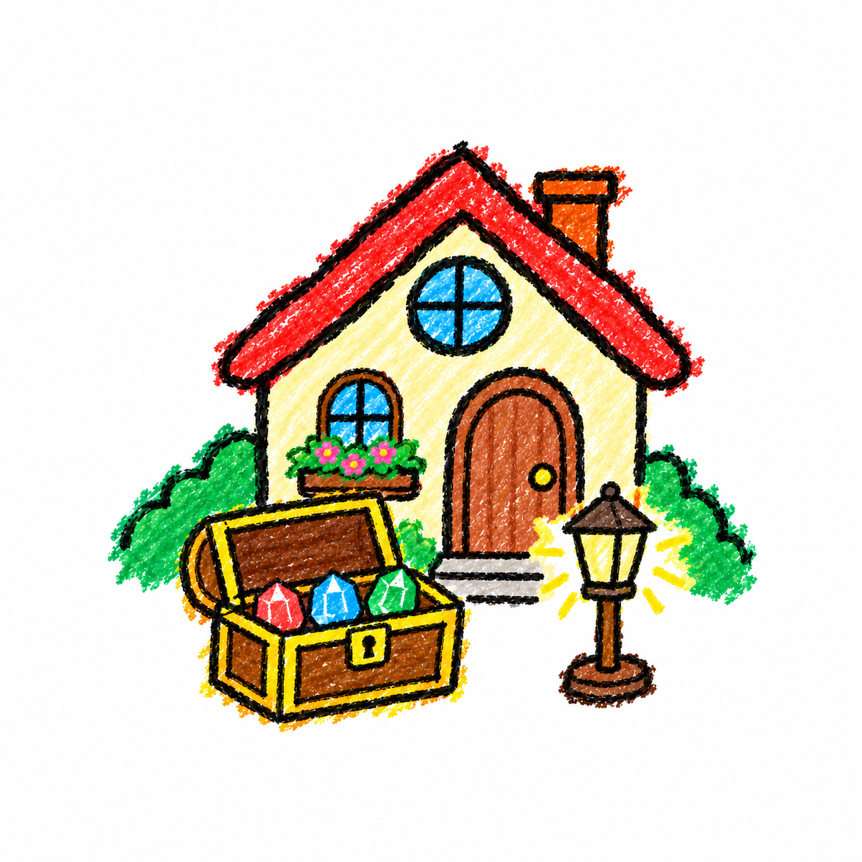 Story cottage and treasure chest