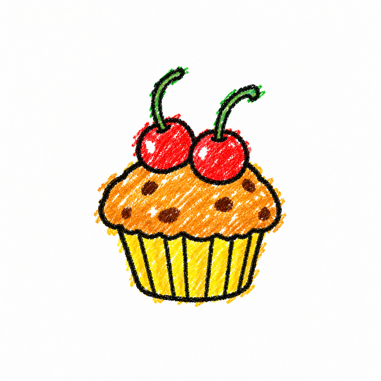 Muffin and cherries