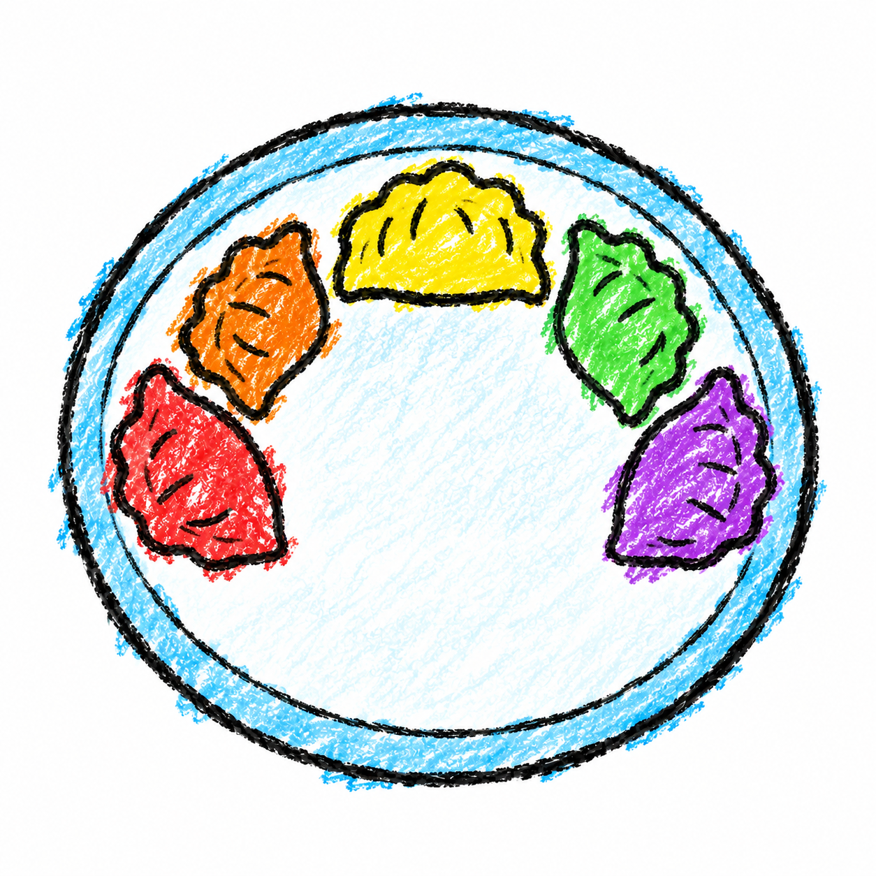 Dumpling and round plate
