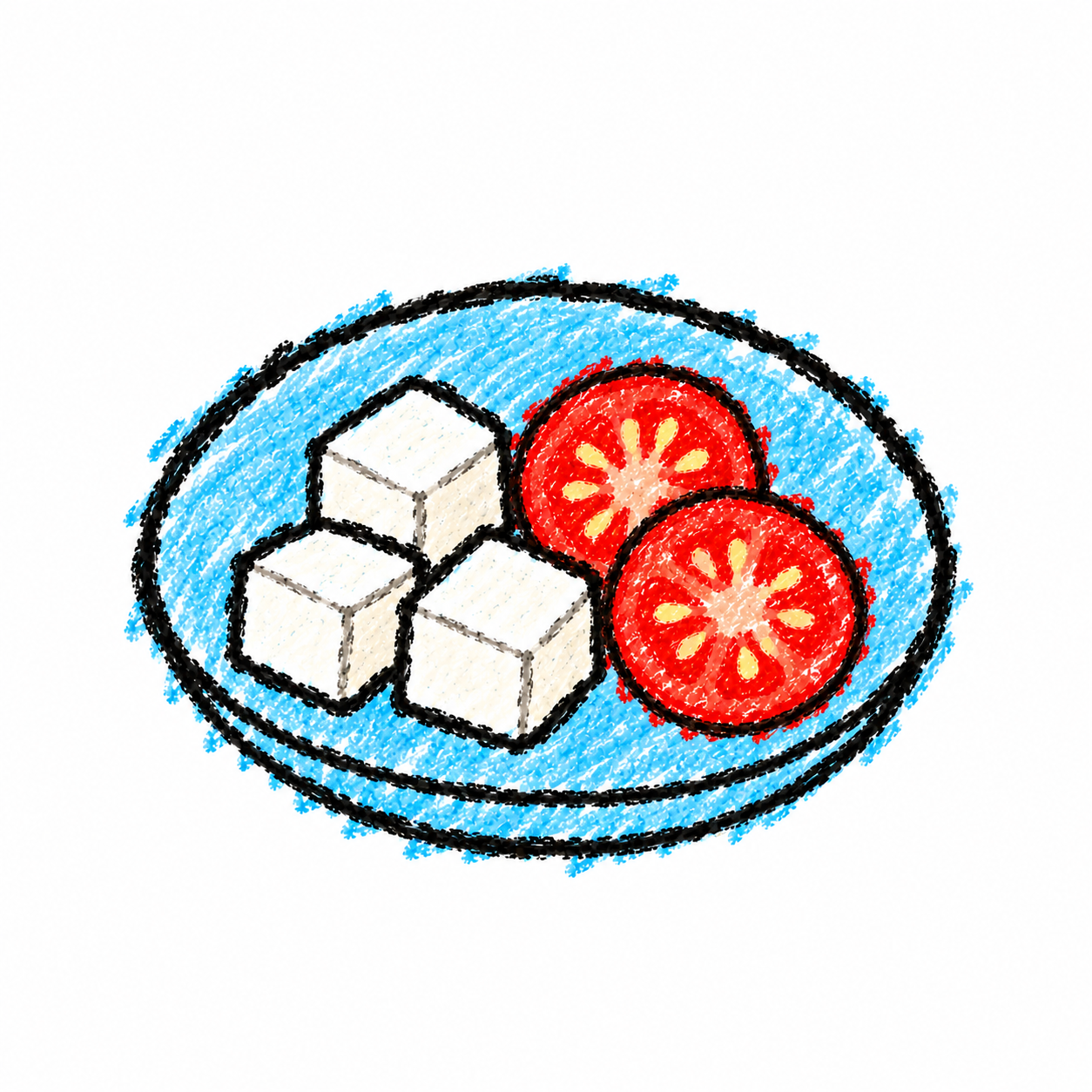 Tofu cubes and tomato