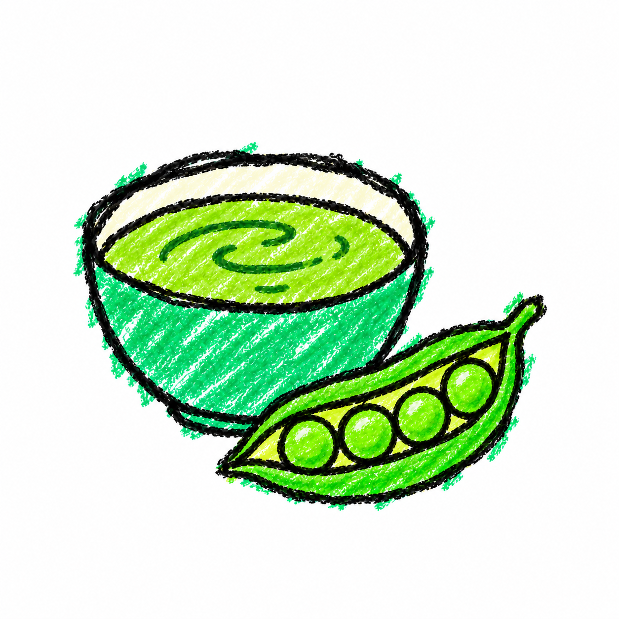 Pea soup and pea pod