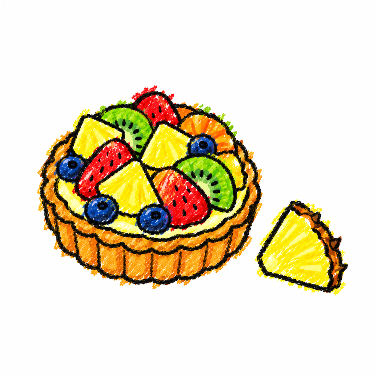 Fruit tart and pineapple